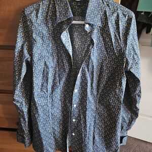 X2Lands' End Navy and Gold Button Down Shirt